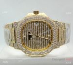 Swiss Replica Patek Philippe Nautilus Jumbo Gold Iced Out Watch 39.5mm
